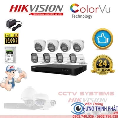 TRỌN BỘ 8 CAMERA QUAN SÁT HIKVISION FULL COLOR 2.0 MPX